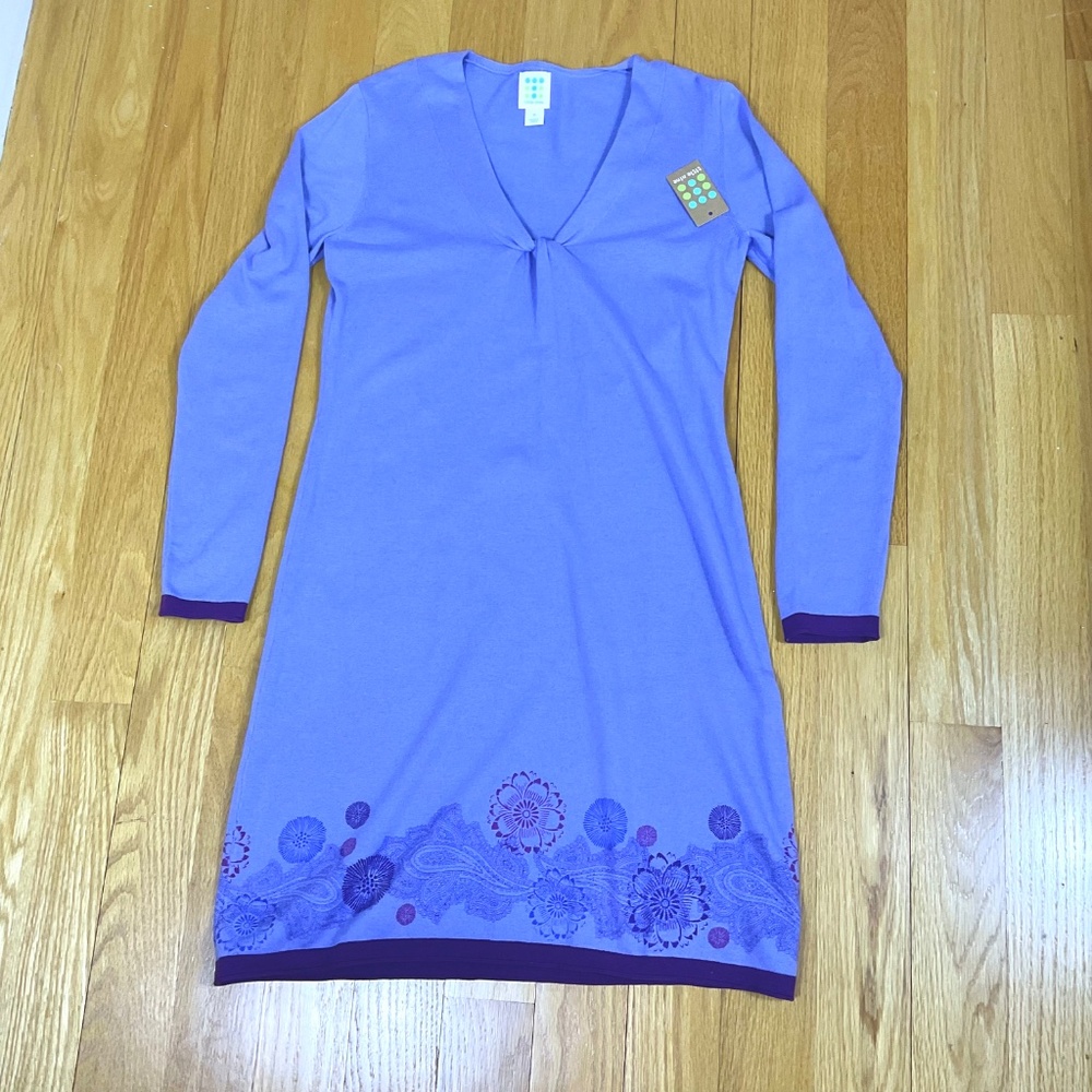 Title Nine Knit Dress Cotton Purple Patterned Hem (M) NWT - Picture 5 of 9